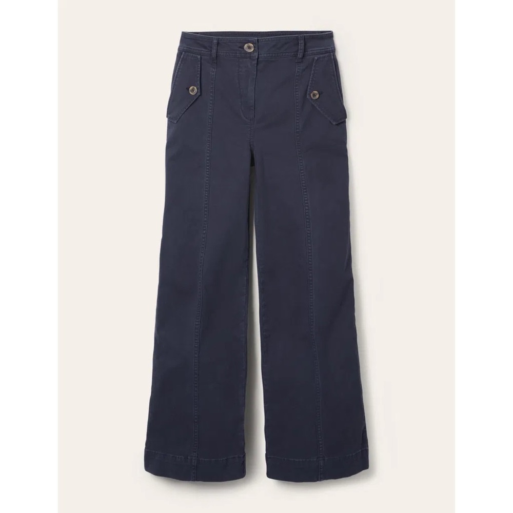 BODEN Wide Leg Chino Trouser in Navy - Picture 4 of 11